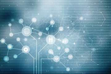 Poster - 2D Digital Abstract Business Networking background
