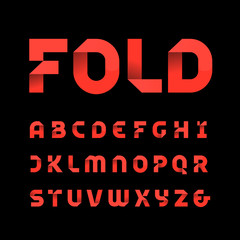 Poster - Paper font. Vector alphabet with fold effect letters.