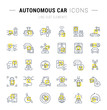 Set Vector Line Icons of Autonomous Car.