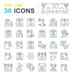 © M.Style - Set Vector Line Icons of 3D Bioprinting.