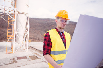 Wall Mural - Engineer at construction site