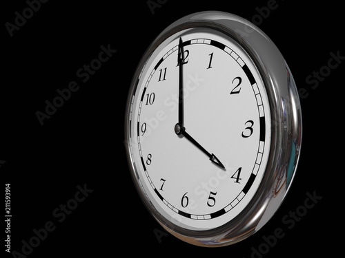 Fotografía Large clock face with hands that mark the hours on Black background