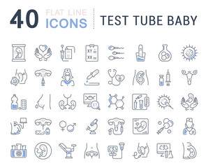 Wall Mural - Set Vector Line Icons of Test Tube Baby.