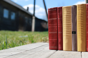 Canvas Print - books standing on a table