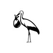 vector stork with baby silhouette