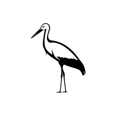 Wall Mural - vector stork silhouette