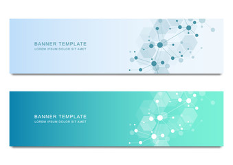 Wall Mural - vector banners design for medicine, science and digital technology. molecular structure background a