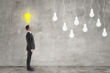 Poster - idea, businessman and bulb