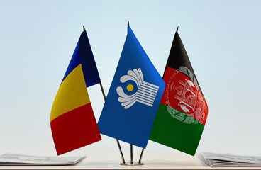 Flags of Romania CIS and Afghanistan