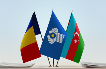 Flags of Romania CIS and Azerbaijan