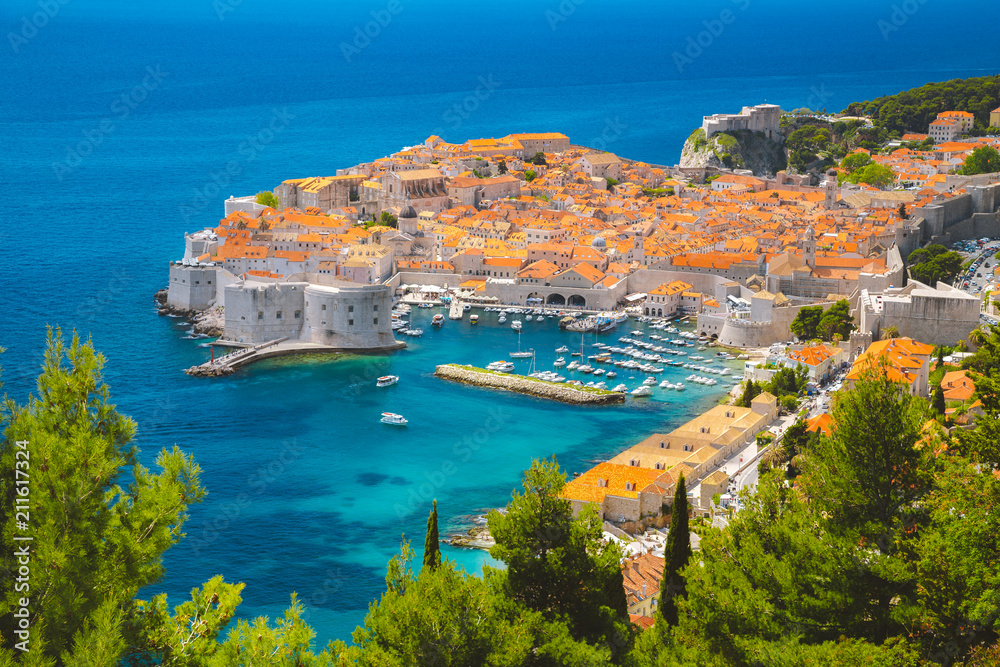 Old town of Dubrovnik in summer, Dalmatia, Croatia - obrazy, fototapety, plakaty 