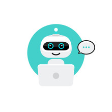 Robot Icon. Chat Bot Sign For Support Service Concept. Chatbot Character Flat Style