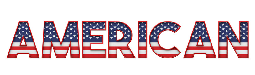 american stars and stripes flag font word. 3d rendering