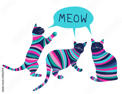 koty-w-fioletowe-paski-na-bialym-tle-wektor