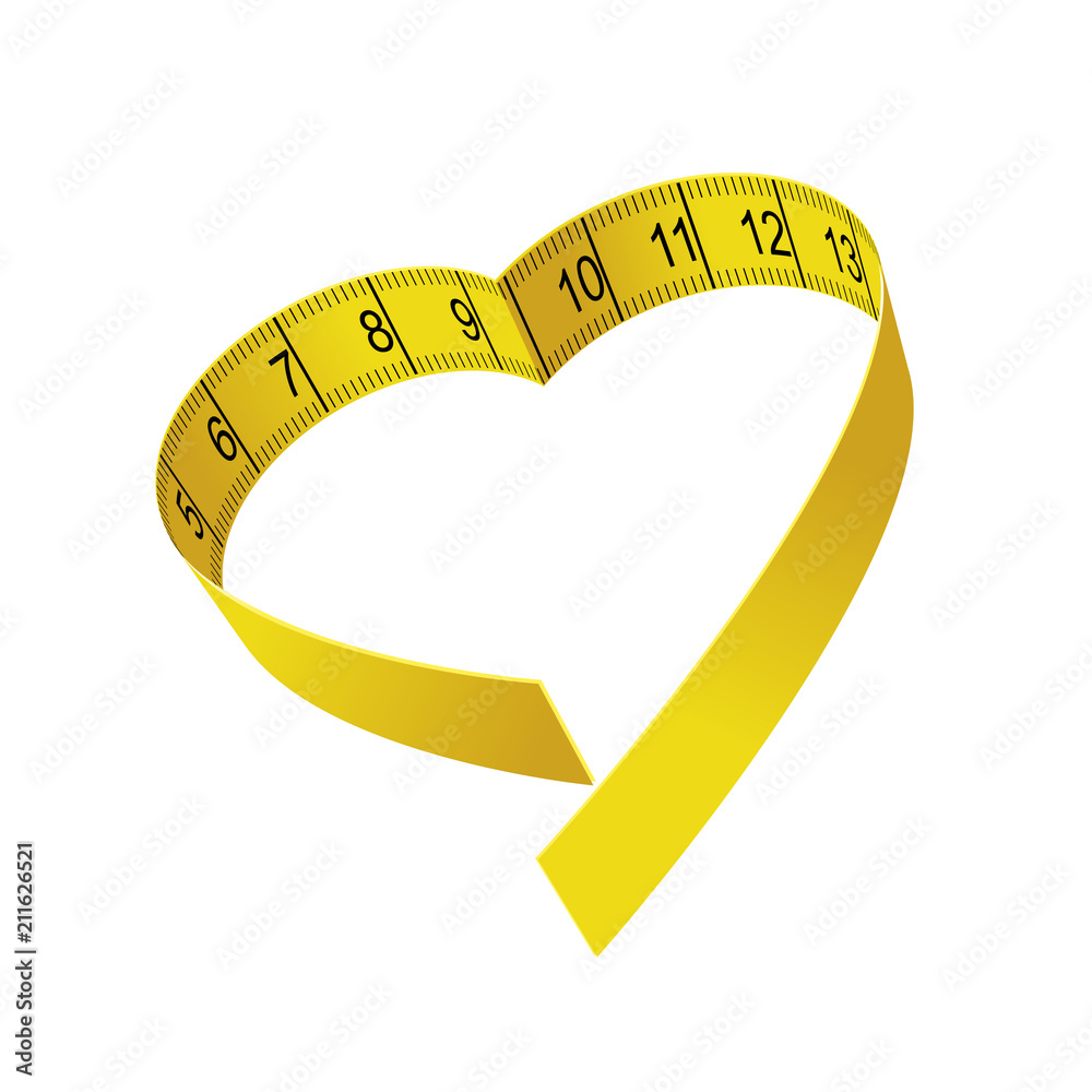 Heart-shaped tape measure - dieting and fitness concept - obrazy, fototapety, plakaty 