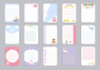 © gnatiuklv - Kids notebook page template vector cards, notes, stickers, labels, tags paper sheet illustration.