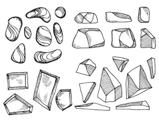 Sticker - stones cobblestones vector sketch icons isolated silhouette