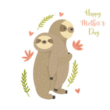 Mother Sloth Bearing Her Child. Greeting Card