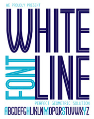 Poster - Vector tall condensed capital English alphabet letters collection made with white lines, can be used in poster design as newspaper advertising