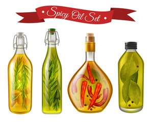 Poster - Spicy Oils Realistic Set