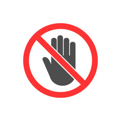 Stop hand icon. Stop sign. Vector illustration, flat design.