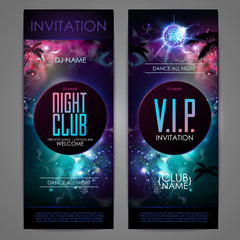 Disco ball background. Disco party poster on open space background. Night club