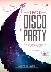 Wall Mural - Disco space background. Disco party poster on open space background