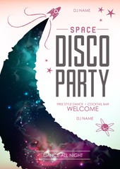 Wall Mural - Disco space background. Disco party poster on open space background