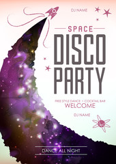 Wall Mural - disco space background. disco party poster on open space background