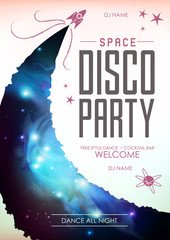 Wall Mural - disco space background. disco party poster on open space background