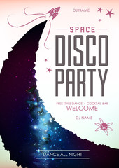 Wall Mural - Disco space background. Disco party poster on open space background