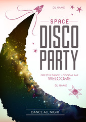 Wall Mural - disco space background. disco party poster on open space background