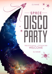 Wall Mural - Disco space background. Disco party poster on open space background