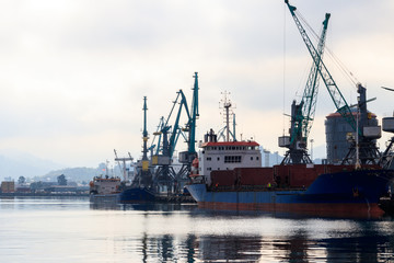 Cargo port on Black Sea in Batumi, Georgia