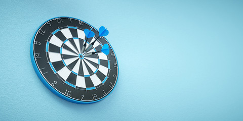 arrows on target dart on blue background