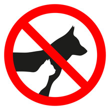 Sign Forbidden Entry With Animals On A White Background
