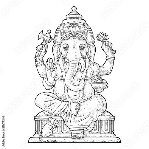Fotografía Ganpati with mouse for poster Ganesh Chaturthi