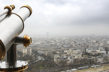 Wall Mural - Paris from above - from the Eiffel Tower with telescope - Urban, Sky and buildings