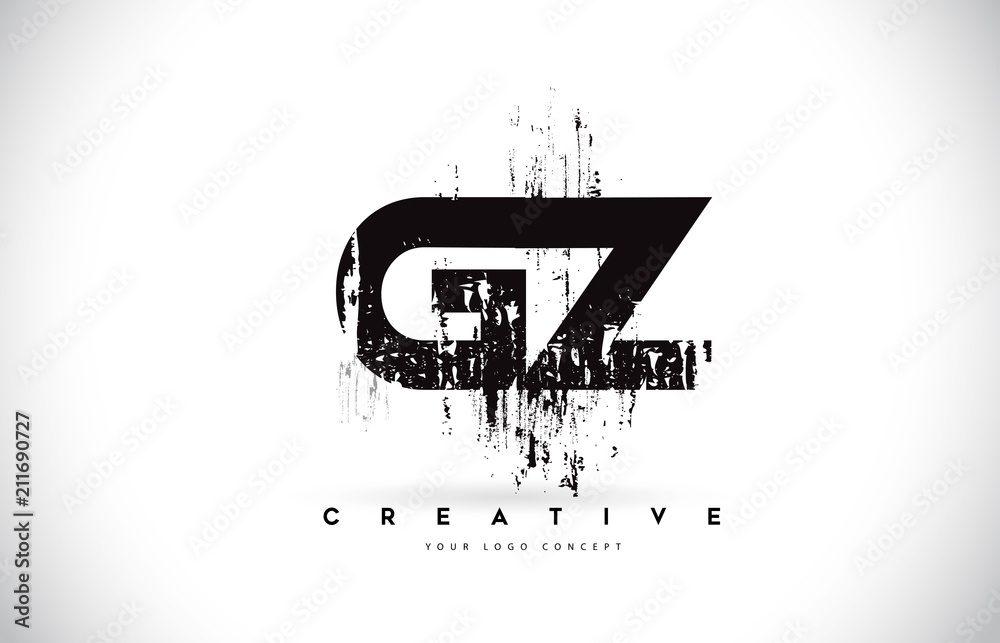 GZ G Y Grunge Brush Letter Logo Design in Black Colors Vector ...