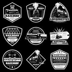 Canvas Print - Vintage White Locomotive Train Labels Set