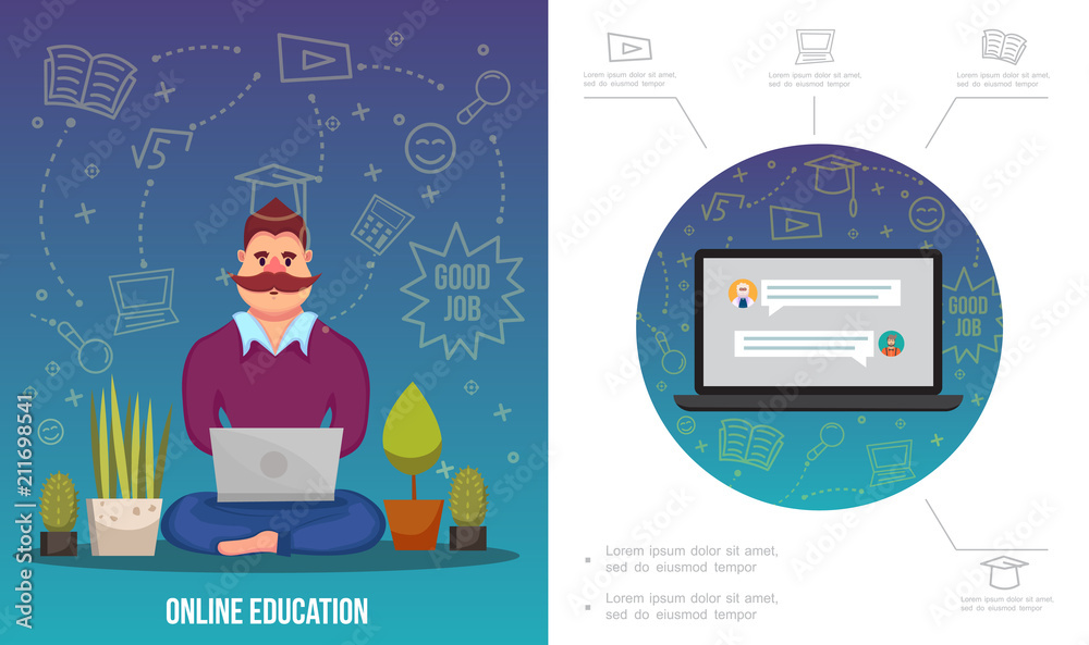 Flat E-Learning Infographic Template