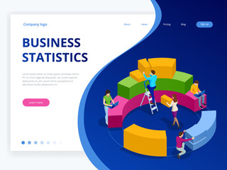 Poster - isometric business analytics, strategy and planning. technology, internet and network concept. data 