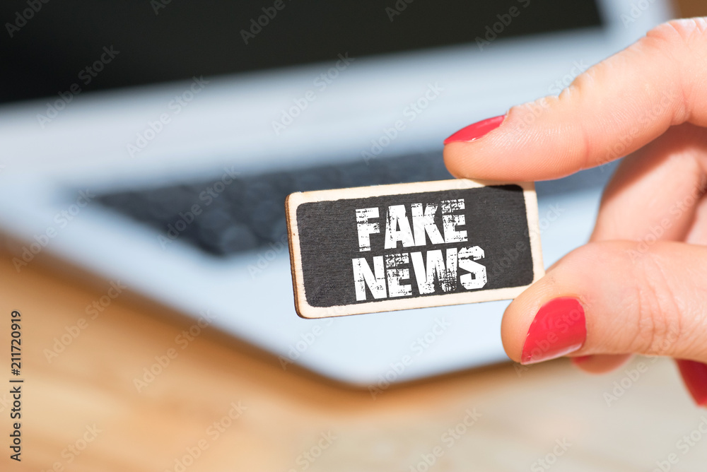 Eine Frau, ein Computer und Fake News Stock Photo | Adobe Stock