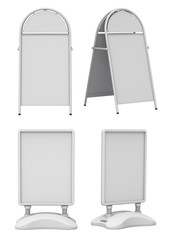 Wall Mural - Clay render set of empty blank advertising street signs isolated on white background