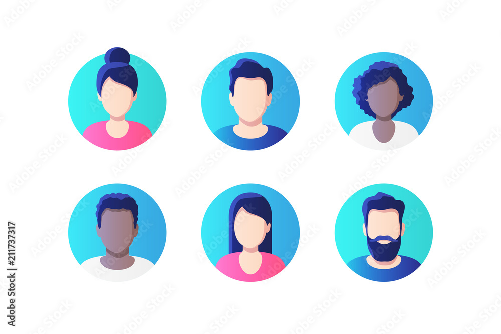 Avatar profile picture icon set including male and female. Vector ...