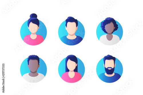 Fotomural Avatar profile picture icon set including male and female