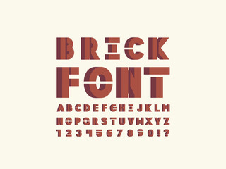 Wall Mural - Brick font. Vector alphabet 