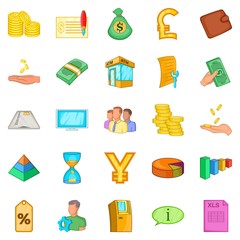 Poster - Stocktaking icons set. Cartoon set of 25 stocktaking icons for web isolated on white background