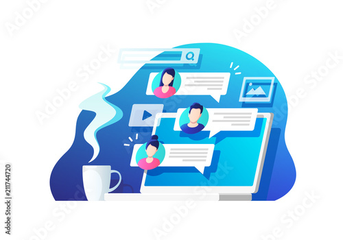 Communication, dialog, conversation on an online forum and internet chatting concept Wallpaper Mural