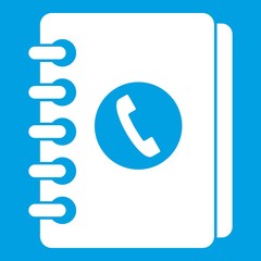 Poster - Address book icon white isolated on blue background vector illustration